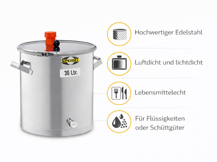 Gär- und Lagerfass aus Edelstahl 30 Liter